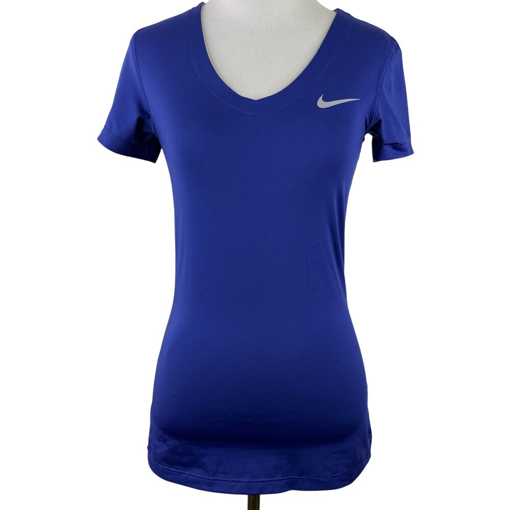 Nike Pro Women's Royal Blue V-Neck Shirt Size Small